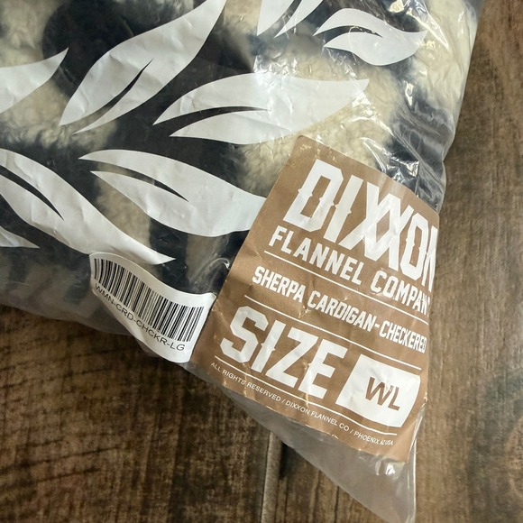 DIXXON Flannel Co Women's Checkered Hooded Sherpa Cardigan, Black White, L(NWT) - Picture 4 of 10